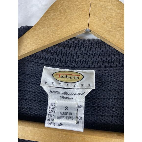 Talbots Knit Blazer Jacket Cardigan PS Black Mercerized Cotton Old Money Preppy - Picture 9 of 11